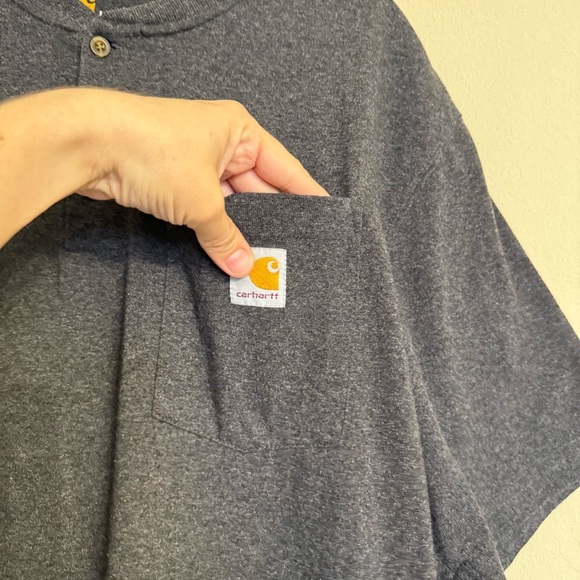 Carhartt Original Fit 1/4 Button Sz L Short Sleeve Shirt Gray Tee Workwear - Picture 6 of 13